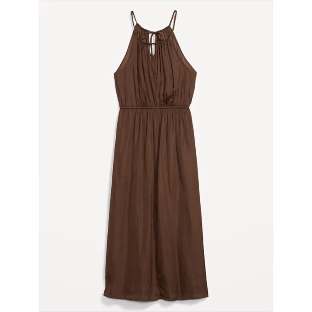 NWT Old Navy Waist-Defined Halter Satin Maxi Dress - Picture 4 of 8